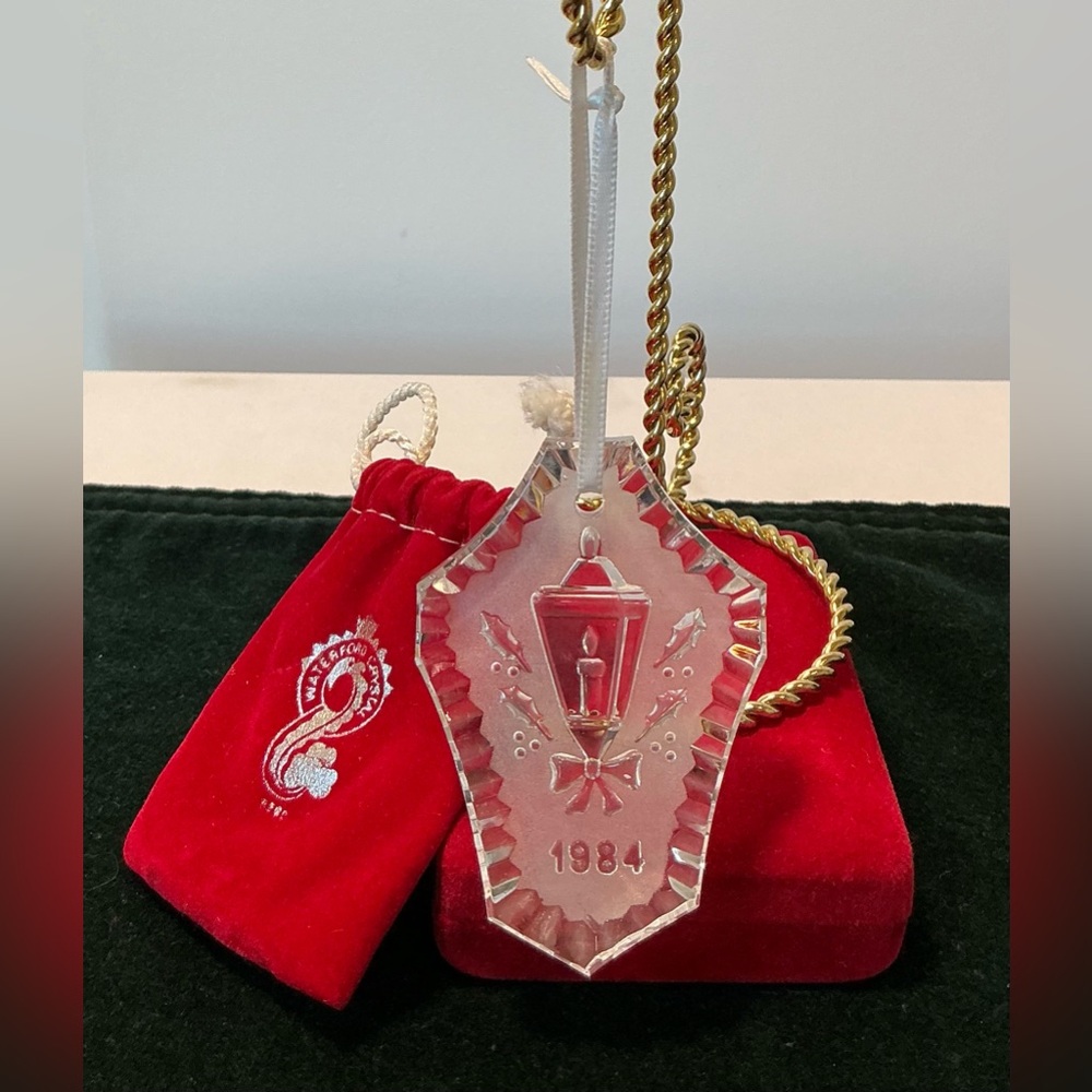 Waterford Crystal Ornament 1984 Christmas Lamp/Lantern w/Box/Pouch Rare/Retired